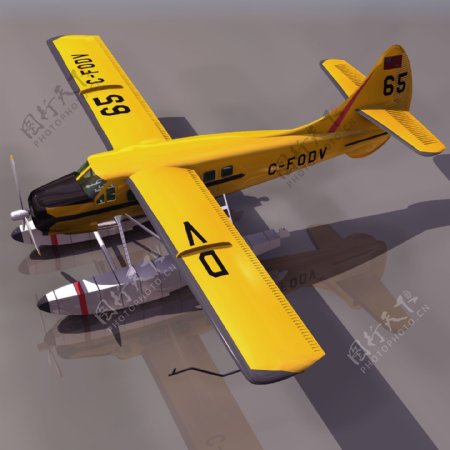 黄色海上3d飞机模型