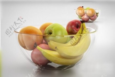 三维模型的许多种类的水果拼盘
