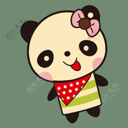 印花矢量图T恤图案卡通形象动物熊猫免费素材