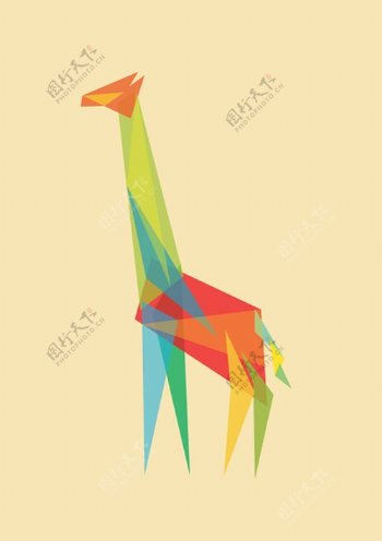 位图动物长颈鹿几何不规则图形免费素材
