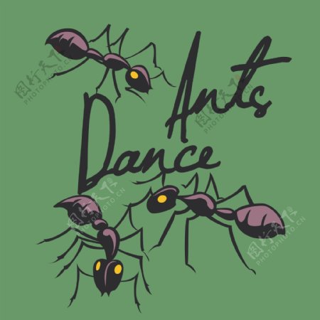 印花矢量图卡通动物蚂蚁文字免费素材