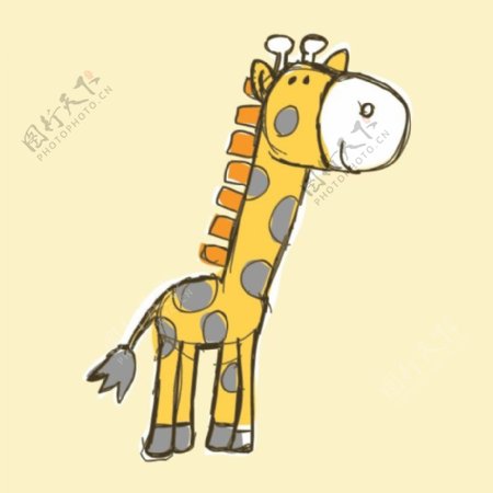 印花矢量图T恤图案可爱卡通动物长颈鹿免费素材