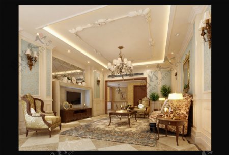 欧式古典客厅设计效果图图片