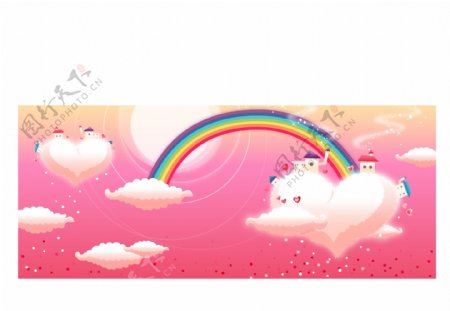 韩国卡通设计素材彩虹云彩动漫小屋