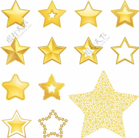 金属五角星质感星星