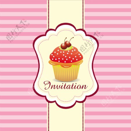 粉色格子蛋糕包装设计