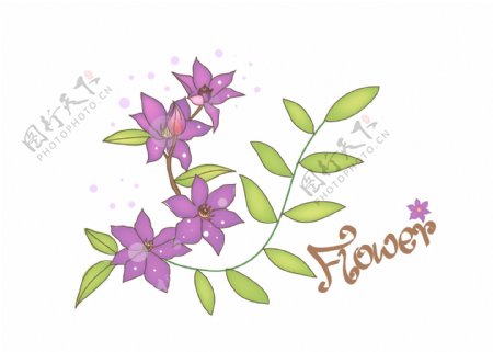 手绘素描花朵植物图案矢量图