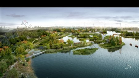 城市湿地沼泽公园效果图图片