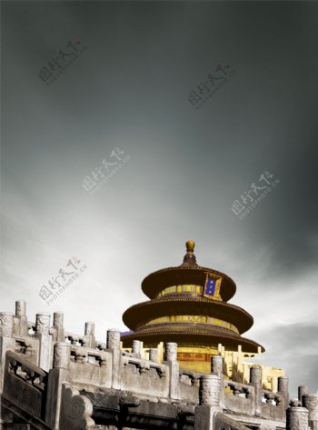 中国风古典皇室建筑天坛PSD素材