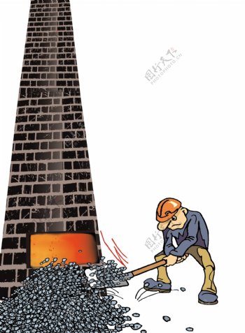 插画燃煤供电图片