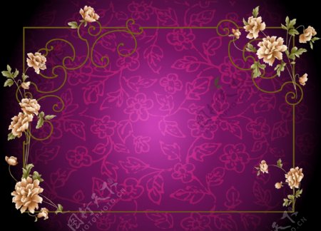 紫色欧式花边矢量背景图片