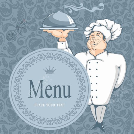 厨师欧式花纹菜单封面设计图片