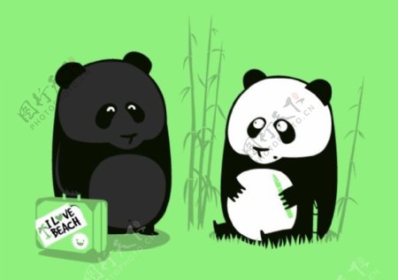 位图插画动物熊猫竹子免费素材