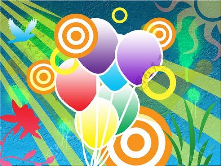 位图色彩五彩斑斓气球圆圈免费素材
