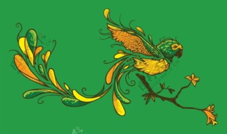 位图插画鹦鹉树枝色彩免费素材