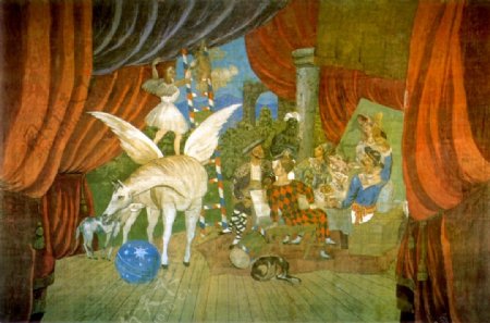 1917RideaupourleballetParade西班牙画家巴勃罗毕加索抽象油画人物人体油画装饰画
