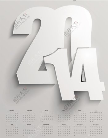 创意2014年日历标签矢量素材