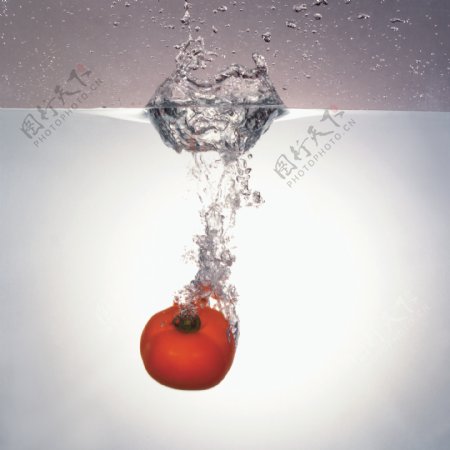 掉入水中的西红柿
