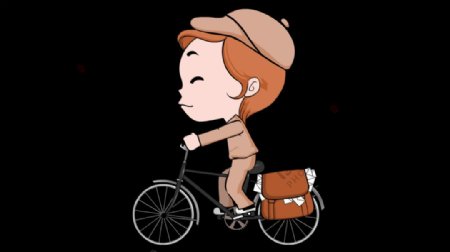 骑着自行车的卡通人物视频素材