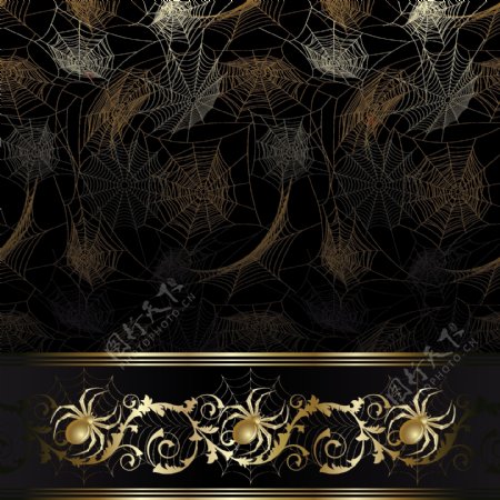 欧式金色蜘蛛花纹边框图片