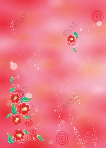 红花粉色移门图片
