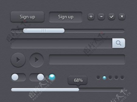 网页播放器ui控件按钮psd素材