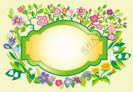 绿色时尚花纹花朵花边边框图片