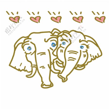 印花矢量图情侣装图案卡通动物大象免费素材