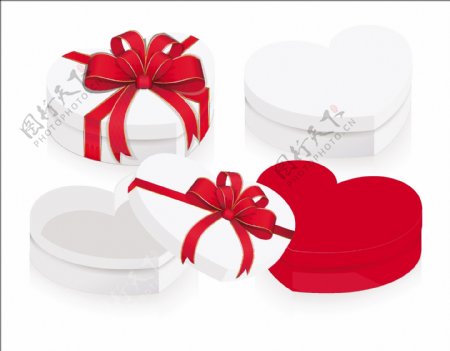 情人节的礼品盒用丝带蝴蝶结矢量