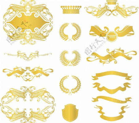 金色的欧洲装饰元素矢量素材