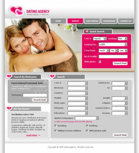 欧美约会网站模板图片