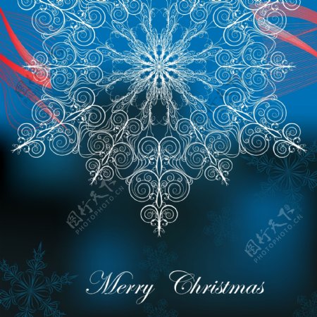 圣诞节雪花蓝色背景矢量素材