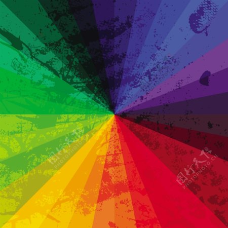 谱轮砖砌的彩虹色的光谱垃圾背景广场组成几何彩色血流影响颜色轮