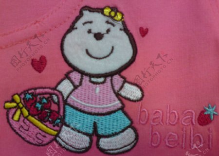 贴布女童卡通动物熊粉红色免费素材