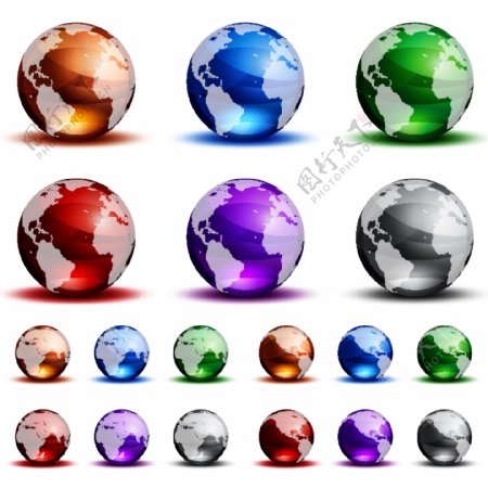 立体水晶地球矢量素材图片
