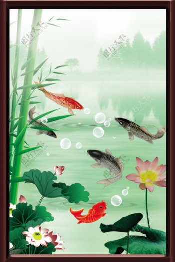 中国画锦鲤图片