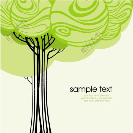 绿色树木插画系列02矢量素材