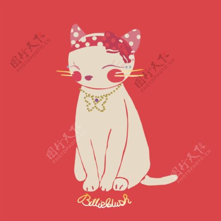 印花矢量图卡通动物猫烫钻印花专题免费素材