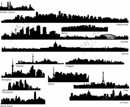 世界各城市剪影矢量素材1