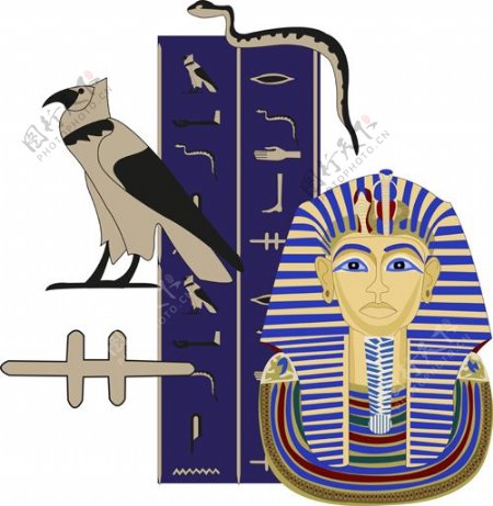 埃及的金字塔和风格元素矢量01