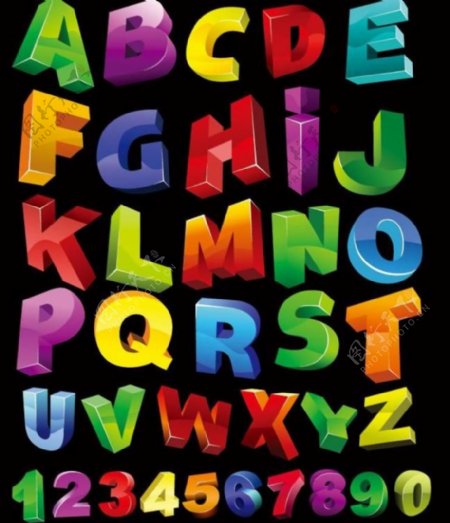 彩色3d字母数字图片
