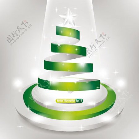 绿色纸条圣诞树矢量素材