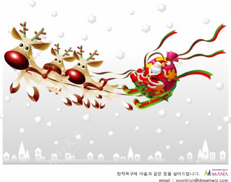 韩国圣诞老人送礼物AI矢量图