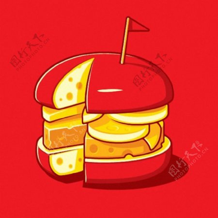 位图T恤图案汉堡包芝士奶酪免费素材