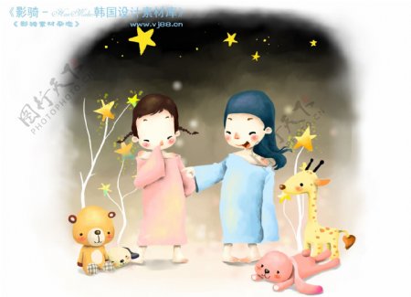 HanMaker韩国设计素材库背景卡通漫画可爱人物孩子朋友玩具儿童