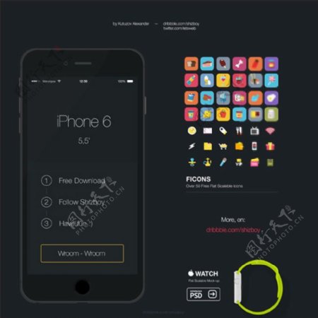 iPhone6黑色款界面PSD分层素材