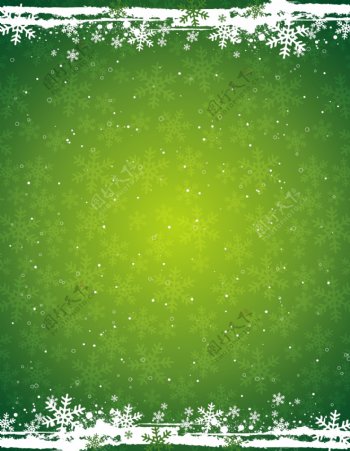 圣诞节主题绿色雪花背景矢量素材