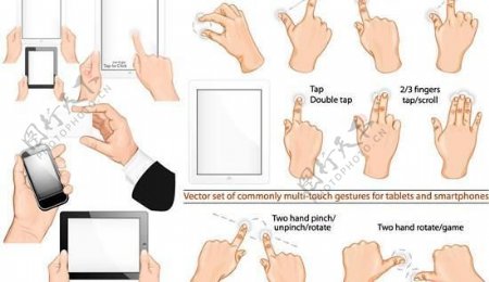平板电脑操作手势矢量图片