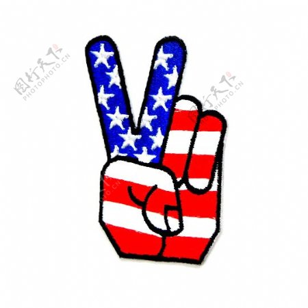 贴布美国国旗手指耶免费素材