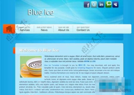 冰蓝色服务系企业网站模板